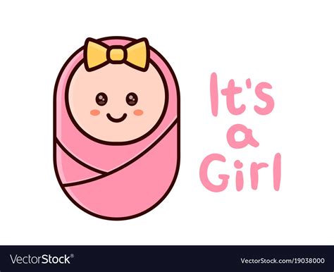 Its A Girl Card Baby Shower Greeting Card Vector Image