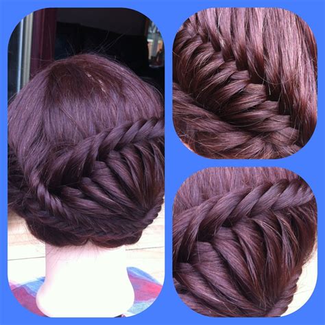 Here's an updo french hairstyle to complete your fancy style! Fishtail braid updo | Hair styles, Fishtail braid ...