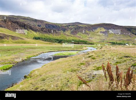 Riverbanks Of Varma River In Hveragerdi In Iceland Stock Photo Alamy