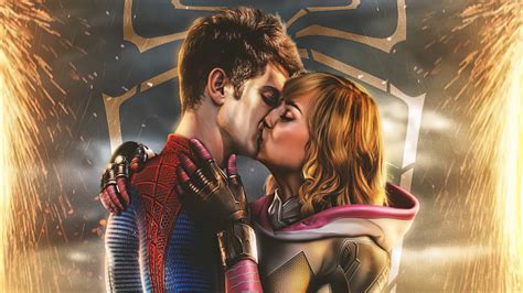 1920x1080 spiderman and gwen stacy kissing 4k laptop full hd 1080p hd 4k wallpapers images