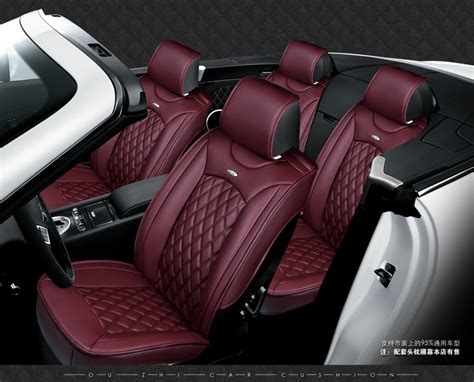 Luxury Red Black Waterproof Firm Diamond Pu Leather Car Seat Covers