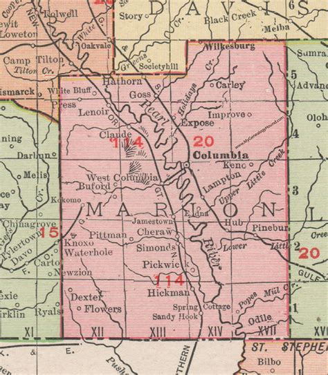 Marion County Mississippi 1911 Map Rand Mcnally Columbia Kokomo Goss