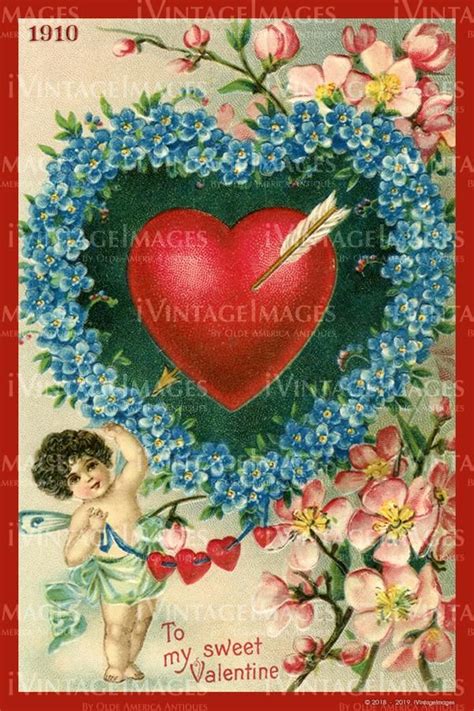 Victorian Valentine And Cupid 1910 35 Victorian Valentines Vintage
