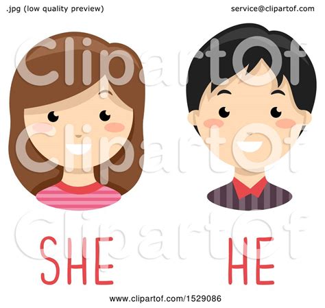Clipart Of A Boy And Girl Over He And She Gender Text Royalty Free