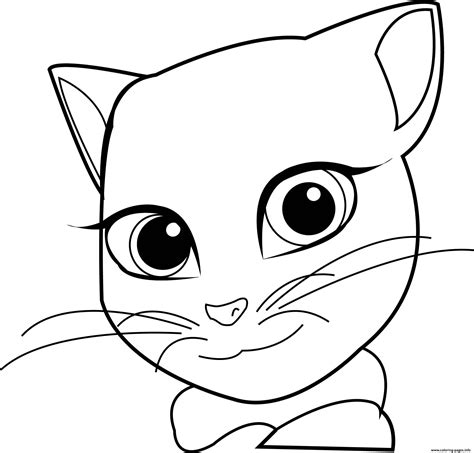 Angela Cat Face Talking Tom Coloring Page Printable