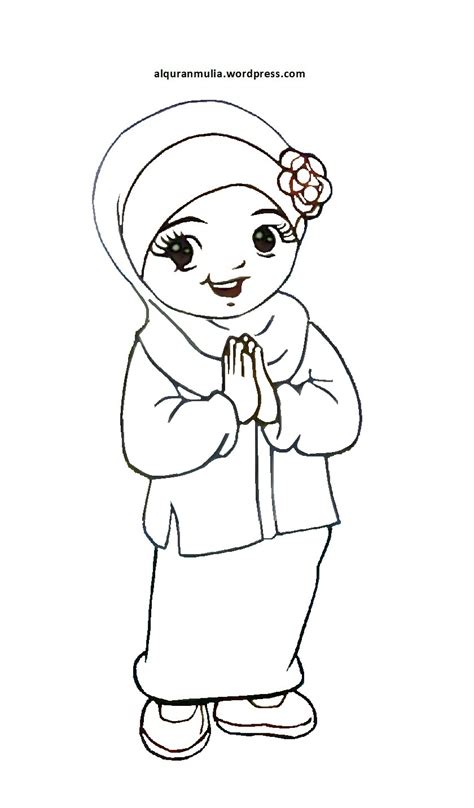 Mewarnai Gambar Kartun Anak Muslim