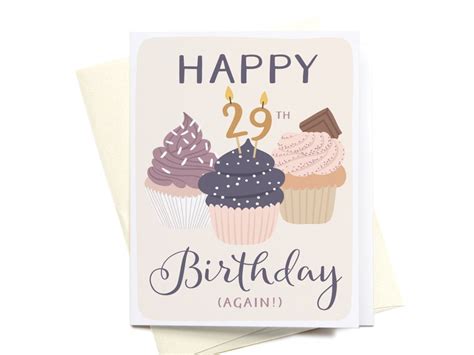 Cute Greeting Card Happy 29th Birthday Again Greeting Card Etsy