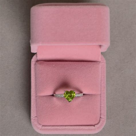 Natural Peridot Ring Green Gemstone Ring Heart Ring Engagement Etsy