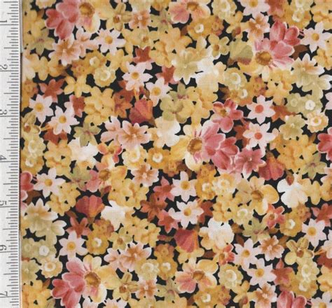 Les Fleurs Per Yd Quilting Treasures Small Packed Floral On Black