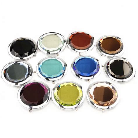 Pocket Makeup Mirror Women Cute Crystal Portable Double Dual Sides