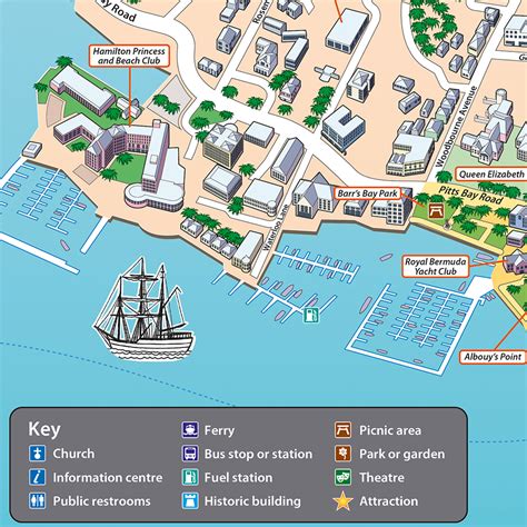 Illustrated Map Of The City Of Hamilton Bermuda