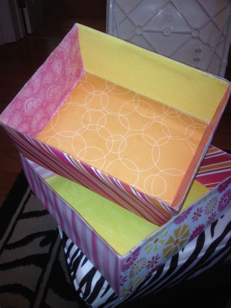 Boxes I Covered With Scrapbook Paper To Use For Storage Diy Projects