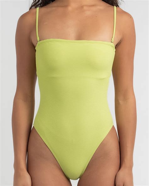 billabong tanlines harper one piece swimsuit in lime fast shipping