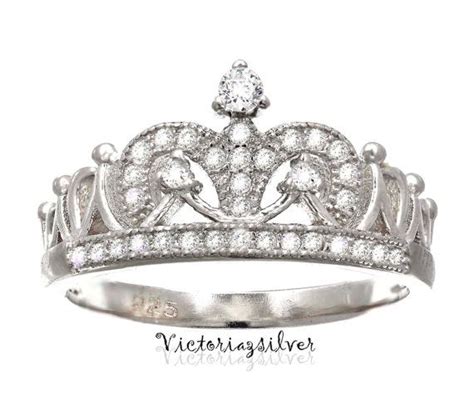 sterling silver crown ring cz ringtiara by victoriazsilver on etsy ring ring tiara ring silver