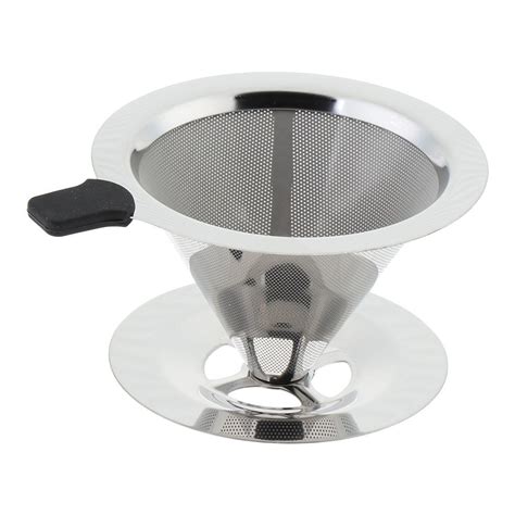 Stainless Steel Paperless Pour Over Cone Dripper Coffee Filter W Cup
