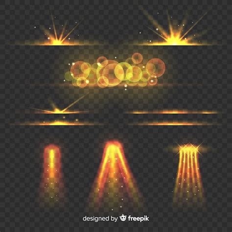 Pack Of Golden Light Effects Vector Free Download