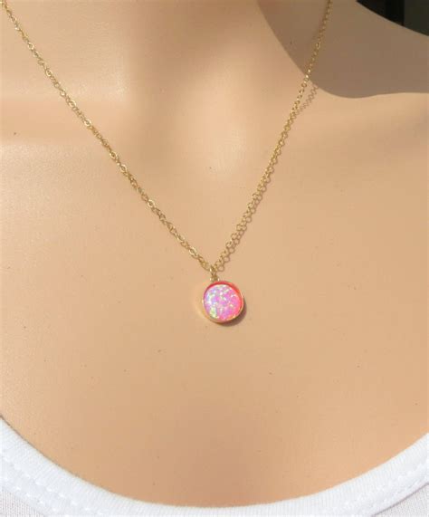 Pink Opal Necklace Gold Filled Opal Necklace Sterling Silver Etsy
