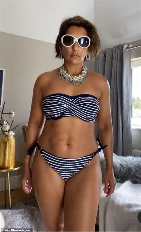 Saira Khan 51 Displays Her Incredible Figure In Navy Bikinis Daily Mail Online