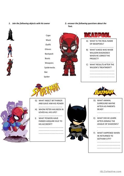 Superheroes English Esl Worksheets Pdf And Doc