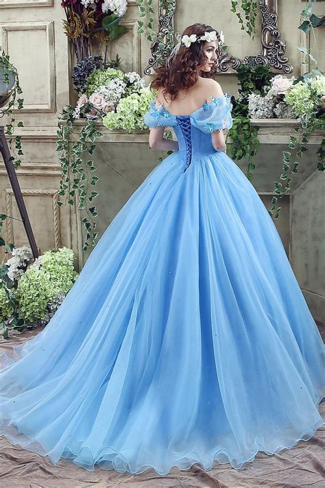 2016 Cinderella Graceful Ocean Blue Tulle Ball Gown Quinceanera Dresses