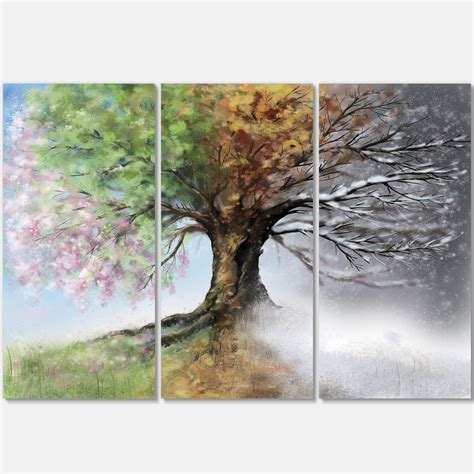 Tree With Four Seasons Tree Glossy Metal Wall Art 36wx28h On Sale