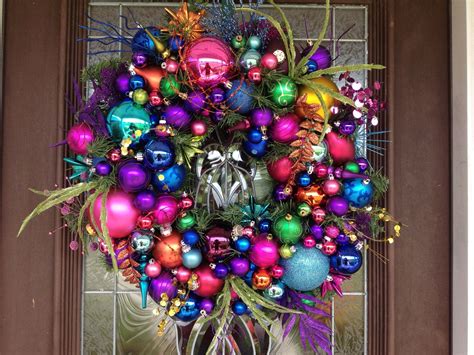 Multi Color Christmas Ornaments Wreath Etsy Decoration Noel
