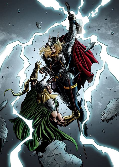 Thor Vs Loki Riccardo Fasoli Comic Art Riccardo