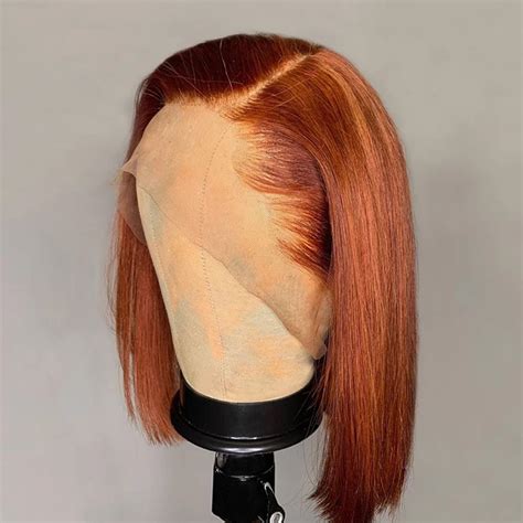 Ginger Orange Colored Bob Wig T Lace Front Human Hair Wigs Pre Etsy
