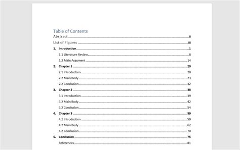 Example For Table Of Contents