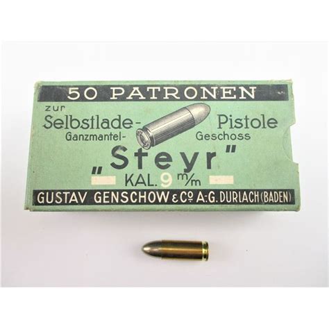 Collectible Gustav Genschow And Co 9mm Steyr Ammo