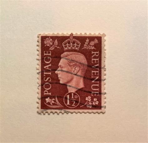 Great Britain King George VI One And Half Pence Stamp Red Brown 1 1 2p