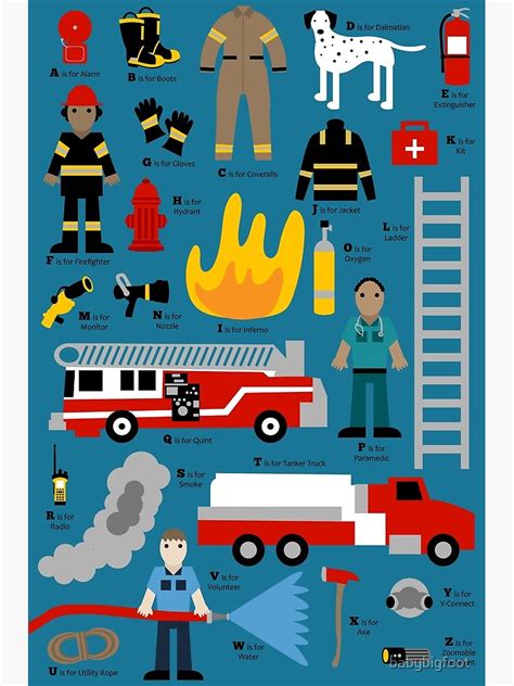 Firefighting Alphabet Poster For Sale By Babybigfoot Redbubble