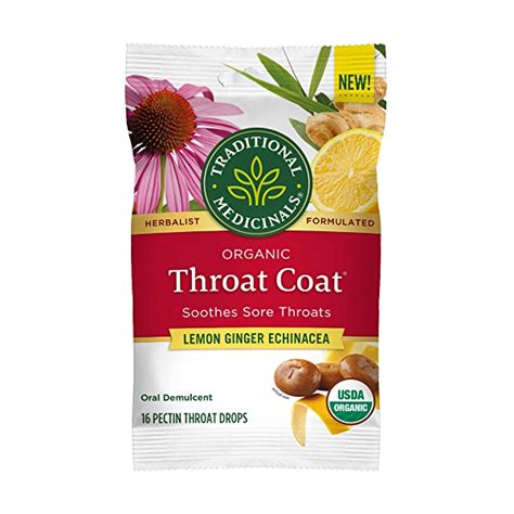 Throat Coat Lozenges Lemon Ginger Echinacea 16 Pectin Throat Drops At