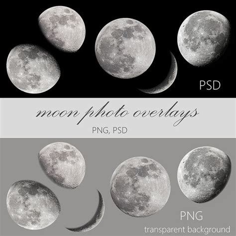 Moon Photo Overlay Photoshop Overlay Digital Moon Digital Etsy