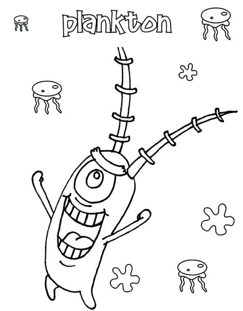 Plankton Coloring Draw Spongebob Pages Drawing Easy Phytoplankton Color