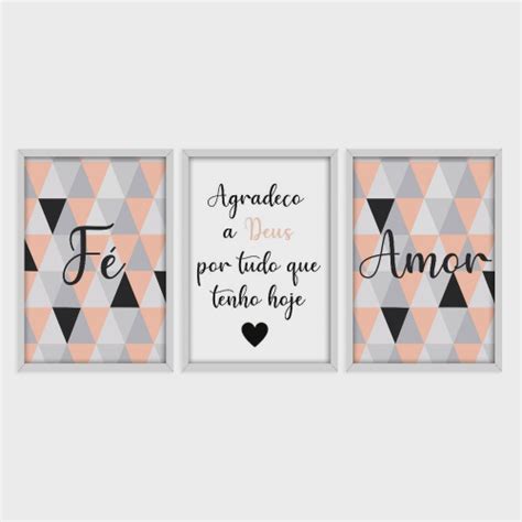 Kit Quadros Decorativos Moldura Para Sala Quarto Frases