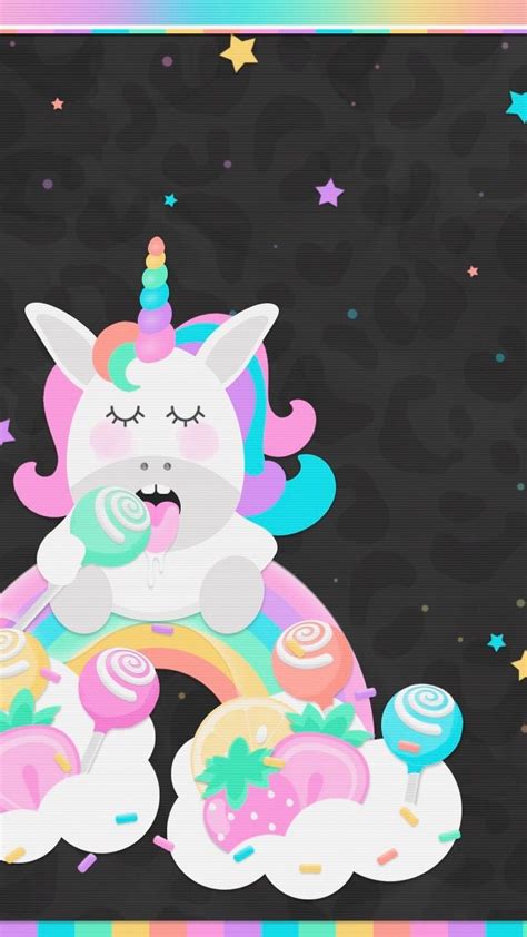 A Cute Unicorn Sitting On Top Of A Pile Of Lollipops