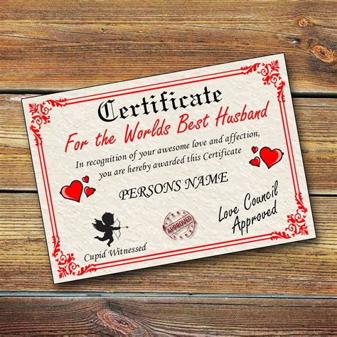 Worlds Best Husband Certificate Etsy