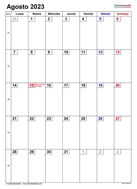 Calendario Agosto 2023 En Word Excel Y Pdf Calendarpedia Reverasite