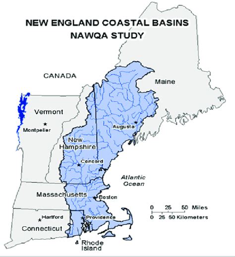 Map Of The Region Covered By The New England Coastal Basin National