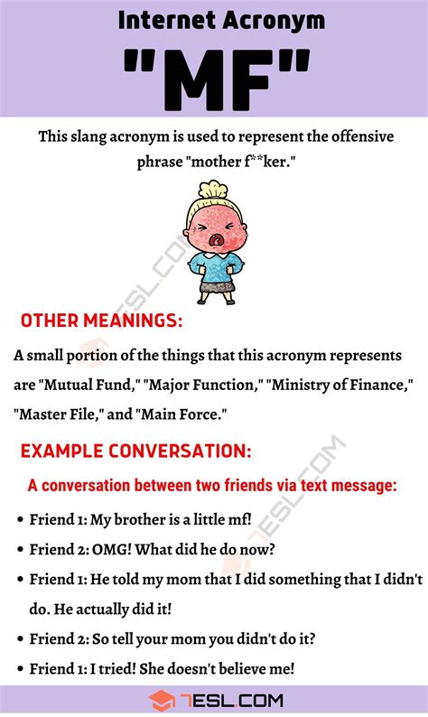 List of 1.4k best mf meaning forms based on popularity. "MF" Meaning | What Does "MF" Mean and Stand For? • 7ESL