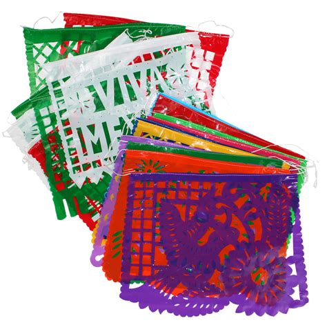 PAPEL PICADO guirnalda de Plastico 4m de largo (10 hojas individuales