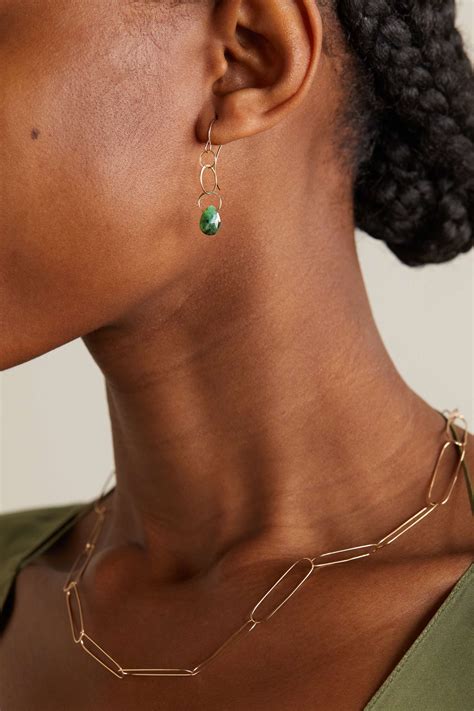 MELISSA JOY MANNING 14 Karat Recycled Gold Emerald Earrings NET A PORTER