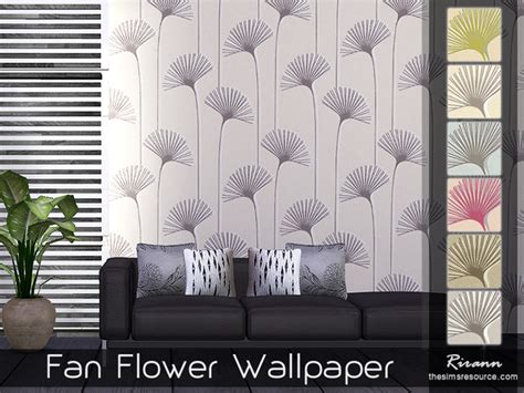 Fan Flower Wallpaper By Rirann At Tsr Sims 4 Updates