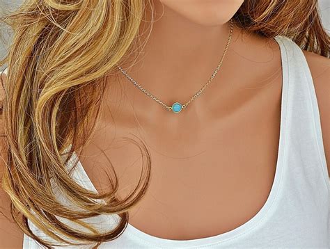 Turquoise Necklace Real Turquoise Gemstone K Gold Filled Etsy