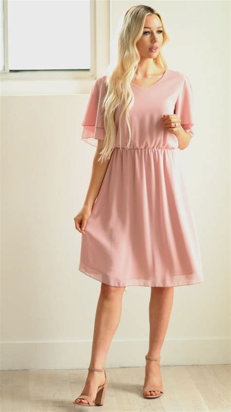 Discover the latest wrap dresses online at showpo. Blush pink chiffon A-line dress with ruffle sleeves ...