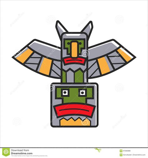 Traditional Indian Totem Stock Vector Illustration Of Wood 97083986