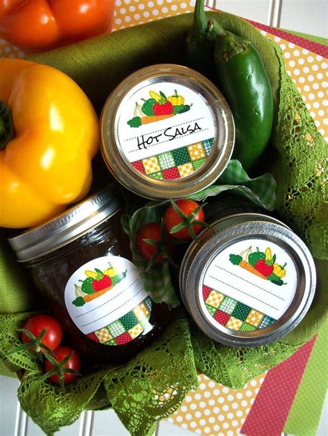 Country Quilt Vegetable Canning Jar Labels Cute Printed Round Etsy Canning Jar Labels Mason