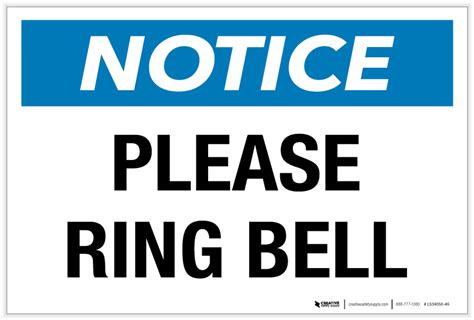 Notice Please Ring Bell Label