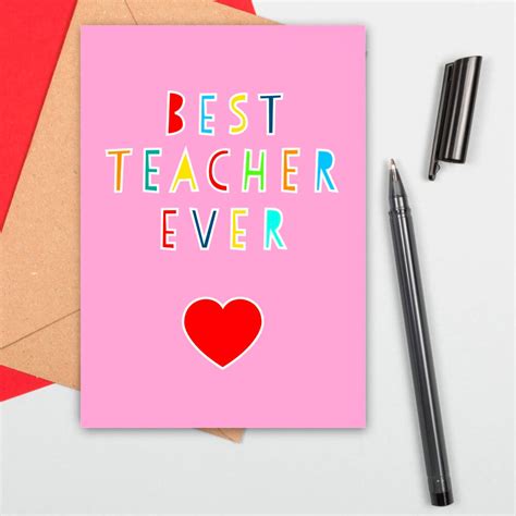 Best Teacher Ever Large Size Card By Adam Regester Design